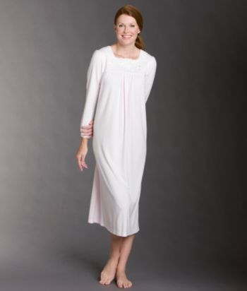 Miss Elaine® Long Honeycomb Knit Gown - Pink