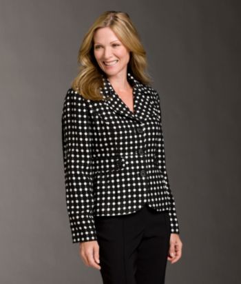 Briggs® Petites' Princess Seam Side Tab Jacket - Black/White Dot