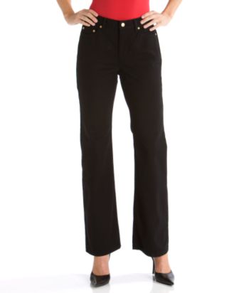 Liz Claiborne New York Petites' Jackie Straight-leg Denim Pants - Black