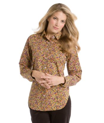 Liz Claiborne New York Petites' Floral-print Buttonfront Shirt - Tanzanitem