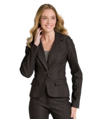 XOXO® Juniors' Long Sleeve 1-button Jacket - Gray Striped