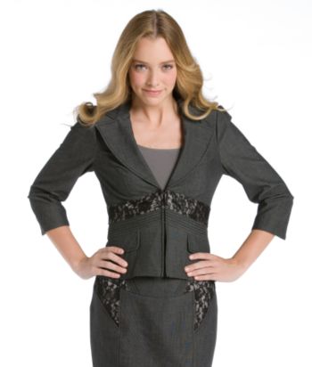 XOXO® Juniors' Lace Waist Solid Jacket - Black