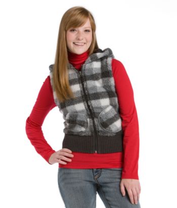 Sweater Project Juniors' Sherpa Vest - Charcoal Heather Combo