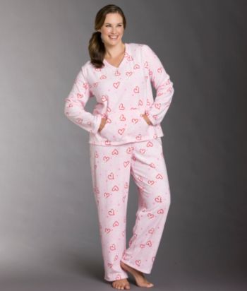 Intimate Essentials® Plus Size Microfleece Pajamas - Pink Devil Hearts