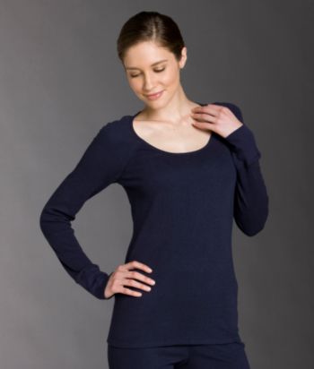 Relativity Long Sleeve Waffle Top - Deep Space Navy
