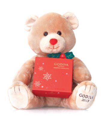 Godiva Holiday Plush Bear with Assorted Chocolate Gift Box