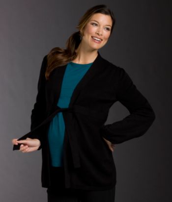 Three Seasons Maternity Tie-front Cardigan Sweater - Black