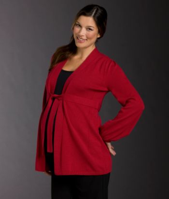 Three Seasons Maternity Tie-front Cardigan Sweater  Candy Apple Red