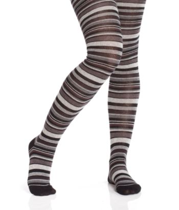 Davco Juniors' Striped Sweater Tights - Black/Gray
