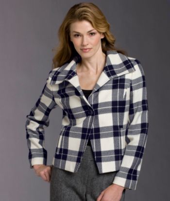 Evan-Picone® Buffalo Plaid 1-button Jacket - Cream/Navy
