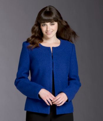 Relativity Career Jewelneck Boiled Wool Jacket - Vivid Blue