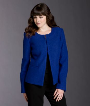 Relativity Career Petites' Jewelneck Boiled Wool Jacket - Vivid Blue