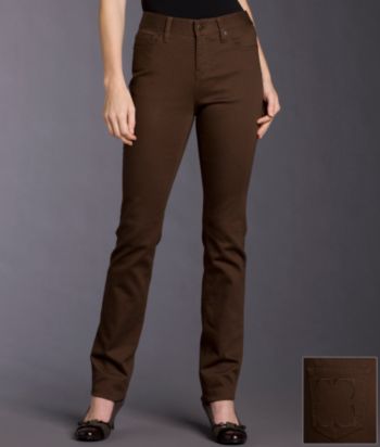 Liz Claiborne New York Petites' Jackie Colored Denim Pants - Walnut