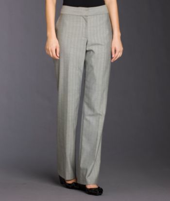 Liz Claiborne New York Petites' Jackie Herringbone Straight-leg Pants - Black/Dark Cream