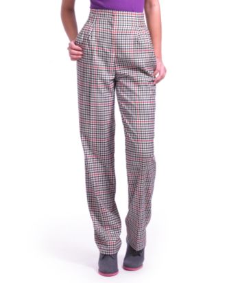 Liz Claiborne New York Petites' District Check Jackie Straight-leg Pants - Navy Multi