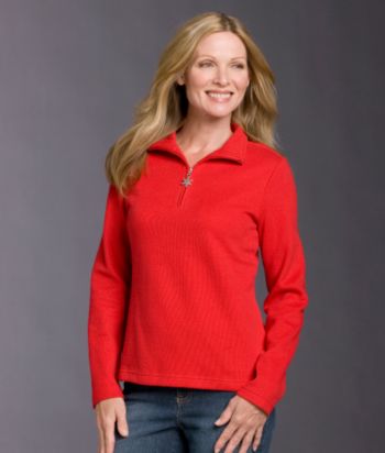 Studio Works Petites' Long Sleeve Solid &frac14;-zip Pullover