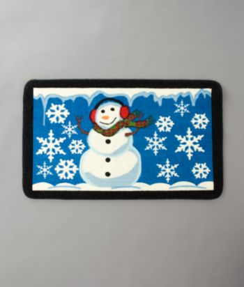 Nourison Printed Holiday Rug - Snowman & Snowflakes