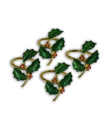 Lenox® Set of 4 Holly Napkin Rings