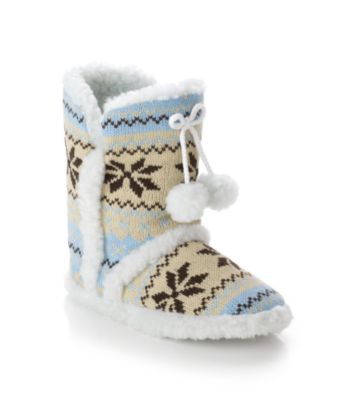 Jesco Juniors' Snowflake Slipper Boots - Baby Blue/Beige/Brown