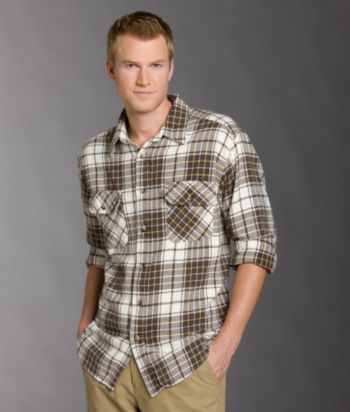 Ruff Hewn Men's Long Sleeve Utility Woven - White/Brown/Yellow