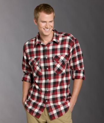 Ruff Hewn Men's Long Sleeve Utility Woven - Red/White