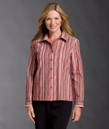 Breckenridge® Petites' Striped Woven Shirt - Romanov Red