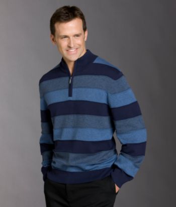 Consensus® Men's Pieced Stripe 1/4 Zip Sweater
