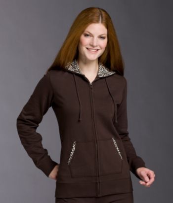 Cocoa French Terry Leopard-print Hoodie Jacket - Brown