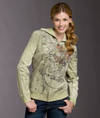 Studio Works Sport Sublimation Floral-print Velour Hoodie - Celery