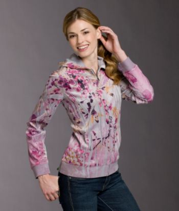 Studio Works Sport Sublimation Floral-print Velour Hoodie - Gray