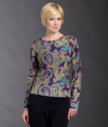 Jones New York Signature® Petites' Crewneck Pullover Sweater - Dark Plum Multi