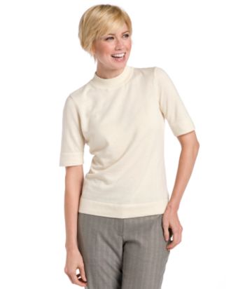 Liz Claiborne New York Petites' Ribbed Crewneck Top - Cream