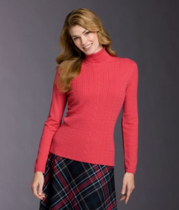 Evan-Picone® Petites' Long Sleeve Cable-knit Turtleneck Sweater