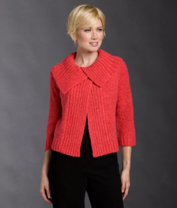 Evan-Picone® Petites' Spread Collar Cardigan Sweater