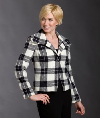 Evan-Picone® Petites' Buffalo Plaid 1-button Jacket - Navy Multi