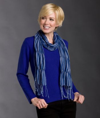 Notations® Petites' Crewneck Sweater & Printed Scarf - Amun