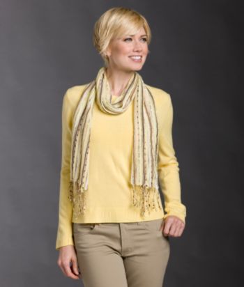Notations® Petites' Crewneck Sweater & Printed Scarf - Monica