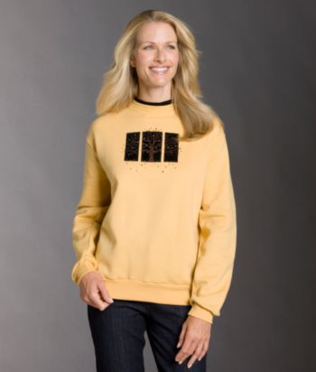 Morning Sun® Velvet Tree Applique Fleece Sweatshirt - Corn Silk