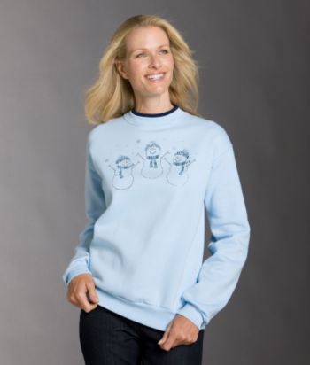 Morning Sun® Snowman Trio Applique Fleece Sweatshirt - Sky Blue
