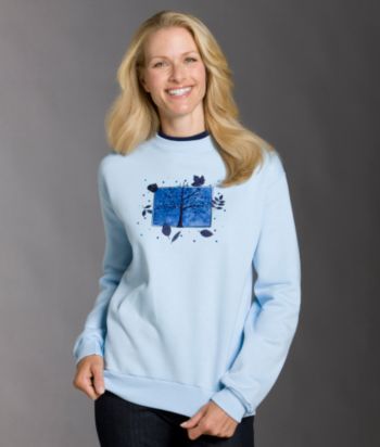 Morning Sun® Tree Applique Fleece Sweatshirt - Sky Blue