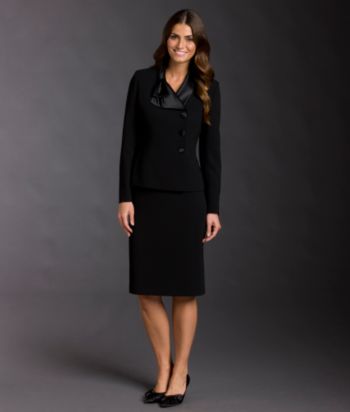 Kasper® 2-pc. Asymmetrical Jacket & Skirt Suit - Black