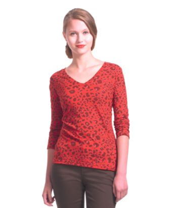 Liz Claiborne New York V-neck Leopard-print Tee