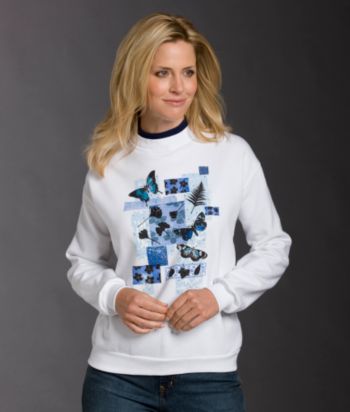 Morning Sun® Petites' Nature's Montage Fleece Top - White