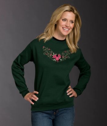 Morning Sun® Petites' Metallic Scroll Heart Fleece Top - Forest
