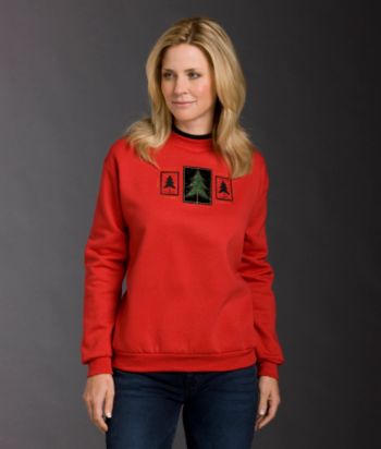 Morning Sun® Petites' Holiday Tree Embroidered Fleece Top - Red