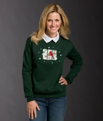 Morning Sun® Petites' Forest Cardinal Applique Fleece Top - Forest
