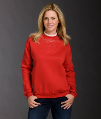 Morning Sun® Petites' Cascading Jewels Applique Fleece Top - Red