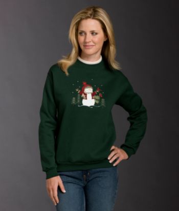 Morning Sun® Petites' Folk-art Snowman Applique Fleece Top - Forest