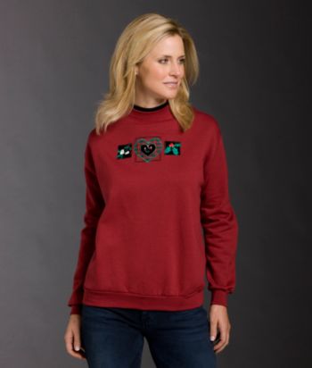 Morning Sun® Petites' Holiday Heart Applique Fleece Top - Cardinal
