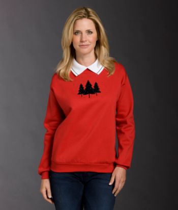 Morning Sun® Petites' Three Velvet Trees Applique Fleece Top - Red